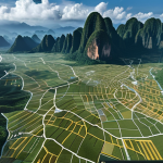 ** Advanced weather forecast interface displaying AI-powered predictions, showing a Thai landscape. Incorporate elements of satellite data and real-time weather maps.

**