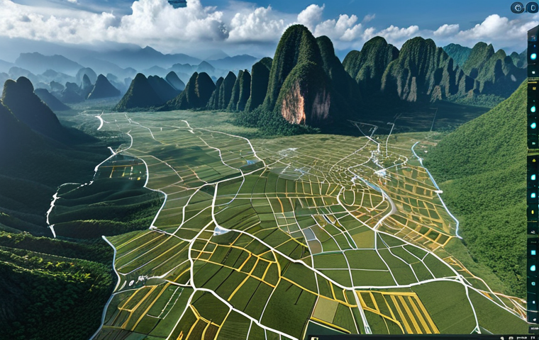 ** Advanced weather forecast interface displaying AI-powered predictions, showing a Thai landscape. Incorporate elements of satellite data and real-time weather maps.

**