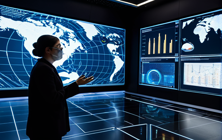 A professional team of scientists and data analysts, fully clothed in modest, clean-cut professional attire, intensely studying large, interactive holographic displays. The displays visualize complex atmospheric data, intricate weather patterns, and predictive models, showcasing the power of Big Data, AI, and Machine Learning in understanding and forecasting weather. The setting is a state-of-the-art, well-lit research facility with advanced computing infrastructure visible in the background. Perfect anatomy, correct proportions, natural pose, well-formed hands, proper finger count, natural body proportions. High-resolution, professional photography, appropriate content, safe for work, professional.
