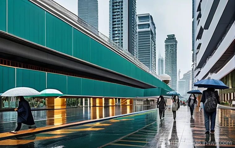 기상조절 연구의 향후 연구 방향 - **Prompt:** A sprawling, modern cityscape with architectural elements inspired by traditional Thai d...