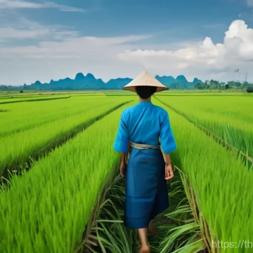 기상조절 기술의 대중 인식 변화 - "A picturesque aerial view of lush, verdant rice fields in rural Thailand, glistening under a sky cl...