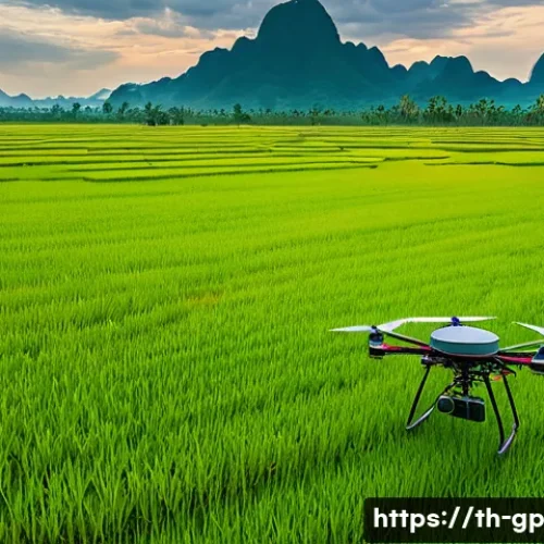 기상조절 기술을 활용한 재해 예방 전략 - A vibrant rural Thai rice field during the dry season, where farmers wearing traditional hats and li...