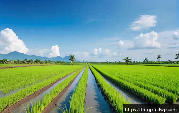 현재 기상조절 연구의 최신 동향 - A detailed scene of a Thai farmer’s rice field in Suphanburi province using advanced smart irrigatio...